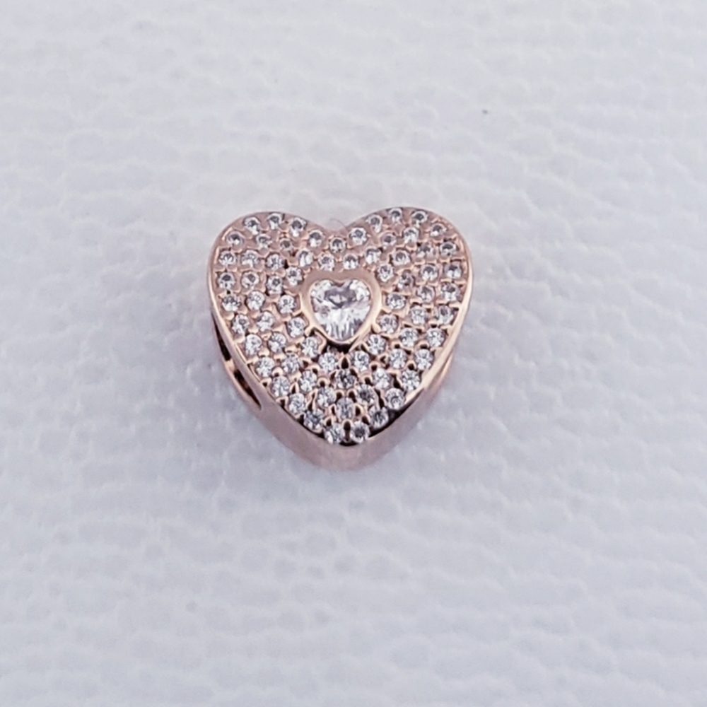 ❤️ Authentic Pandora ⭐️RETIRED⭐️ ROSE HEART CHARM - Picture 2 of 6